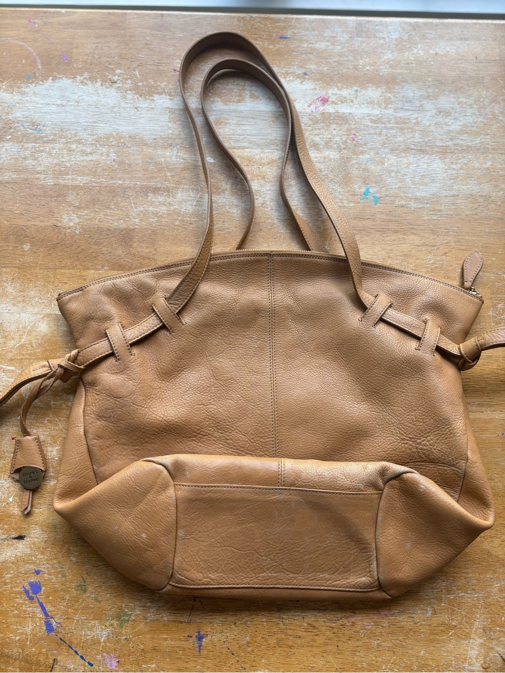 Dooney & Bourke made in Italy Tan Leather Tote - Soft Pebble Grain slouchy Bag - Picture 5 of 16